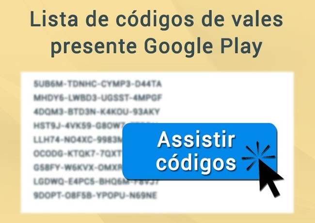 Códigos vales presente Google Play - Gift cards GRÁTIS + Desconto 10%